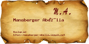 Mansberger Abélia névjegykártya